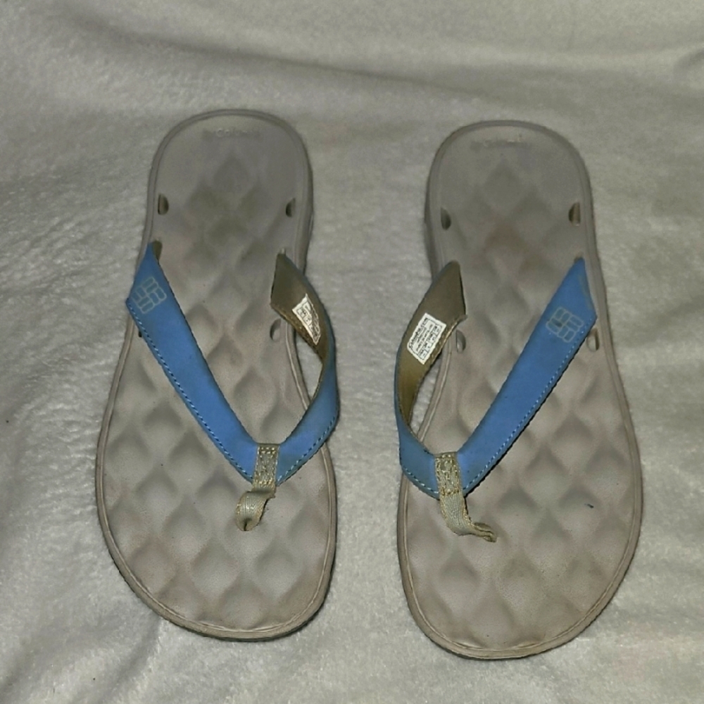 Columbia Womens Suntech Vent T PFG Active Omni-Grip Thong Sandals Light Blue 10